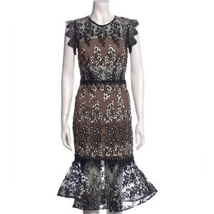 Bronx and Banco Dalia Illusion Lace Dress - Black
